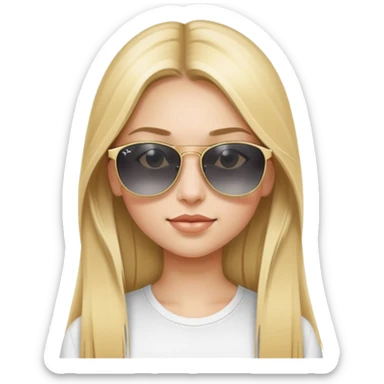 girl with long blonde straight hair wearing ray ban sunglasses  sticker