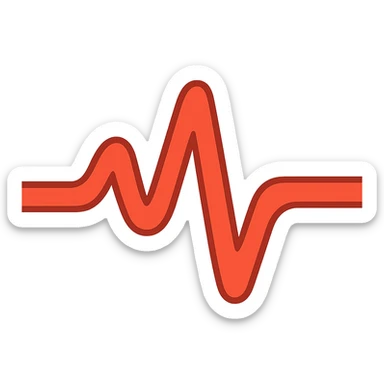 Change the heartbeat pulse color to red, keep the soft edges and friendly vibrant toon style, transparent background. sticker