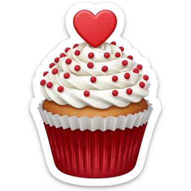 Valentine’s Day themed cupcake with white icing and sprinkles sticker