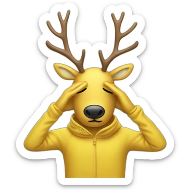 yellow reindeer cover his eyes with his hands sticker