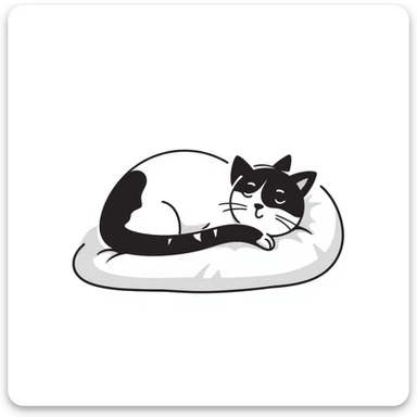 A sleepy cat curled up in a ball sticker