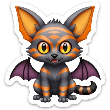 Noibat-Lykoi-Litten-Torracat-fusion-Fakemon-Pokémon-creature  sticker