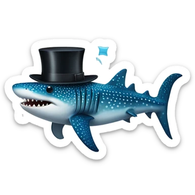 whale shark with a top hat sticker