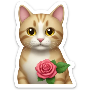 cat with a rose toy sticker