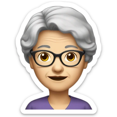 Old lady Vietnamese very black hair glasses sticker