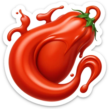 small dollop or swirl of bright red sriracha sauce with a glossy smooth surface and thick consistency, slight ridges or peaks, bold color, uniform shine, soft lighting, subtle shadows, emoji scale sticker