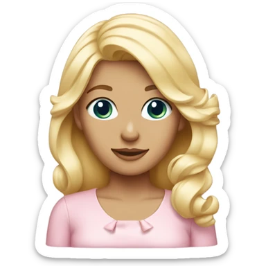 Blonde lady with light pink hairbow sticker