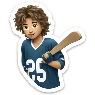 12 year old boy with hockey hair  sticker