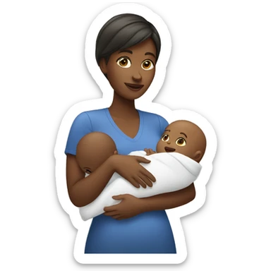 white mom holding little baby sticker