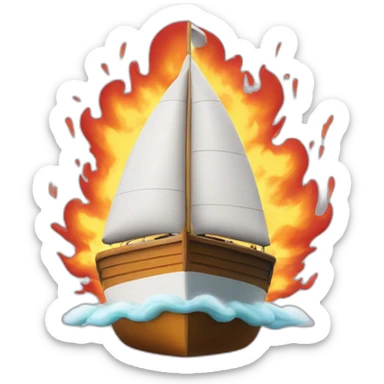 boat with rocket propulsion fire sticker