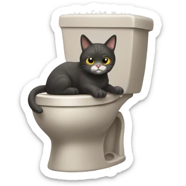cat pooping in wc  sticker
