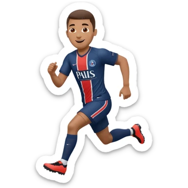 football player inspired by the reference image, PSG jersey, running, happy face sticker