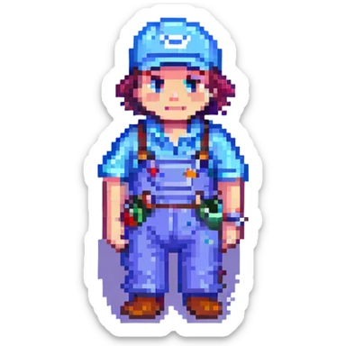 plumber, pixel art style sticker