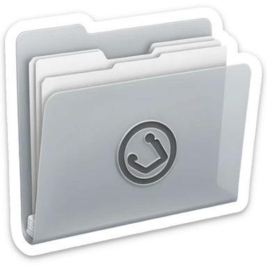 A minimal emoji-style icon of this frosted light-gray plastic folder with elastic closure, closed, with a small clean tax/forms symbol on the front (stacked papers or checklist icon), subtle shading, and a neutral, administrative, organized vibe. sticker