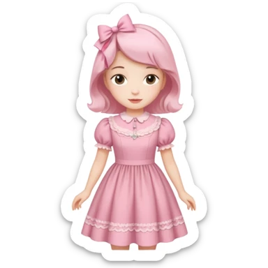 Cottagecore style ultra cute vintage material pink dress sticker