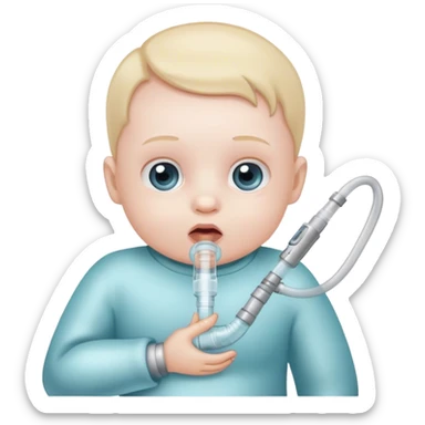 bebe com tubo para respirar sticker