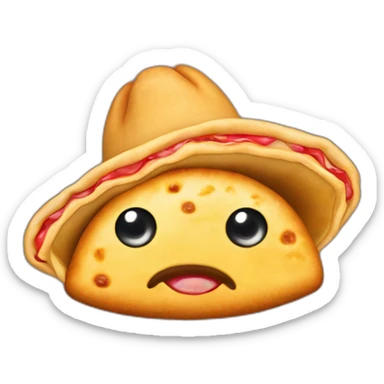 Empanada con ojos manos y pies con un sombrero sticker