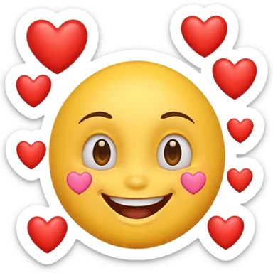 happy face with hearts, joyful expression sticker