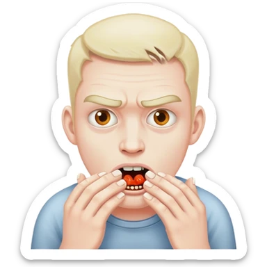 A weird man eating toes sticker