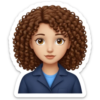 Uma menina de cabelos cacheados com olhos marrons e cabelos castanhos  sticker