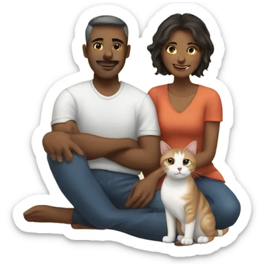 A couple and their cat sticker