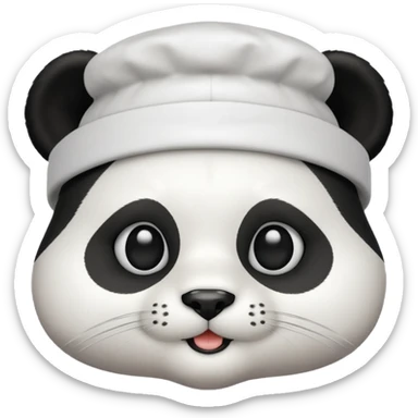 cute panda cat head with white cook hat sticker