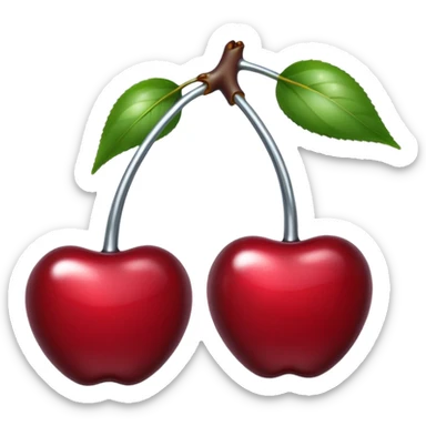 A pair of cherries emoji made of liquid silver chrome, smooth rounded shapes, glossy metallic surface, subtle sensual vibe, luxury sexy aesthetic, iOS emoji style, centered, clean white background sticker
