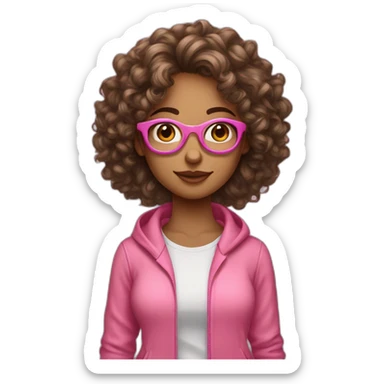 UX designer girl pink clothes curly hair white skin sticker