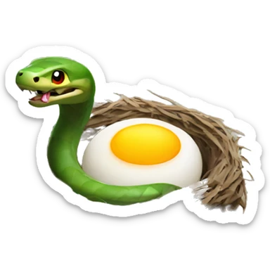 Snake eating eggs in a bird nest sticker