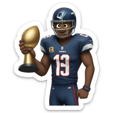 Mean face emoji holding superbowl trophy  sticker