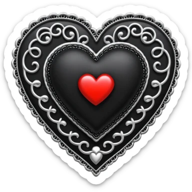 goth heart with a black lace brooch sticker