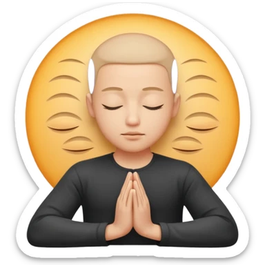 content face typing, eyes closed in a meditative, zen state sticker