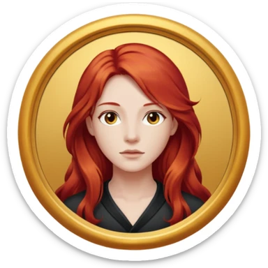 une personne joli, aved des cheveux long rouxde face dans un rond  sticker