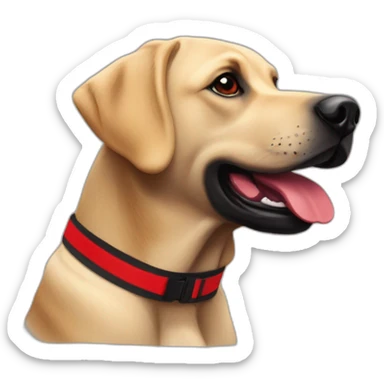 Labrador de couleur noir avec un bandeau rouge qui fait du ski sticker
