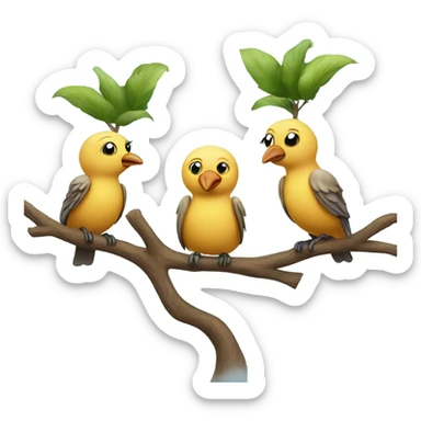 three birds in a tree studying but only one of them learning sticker