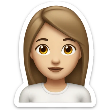 Light skinned girl with brown volumized straight hair, arched brows and asian eyes. Warm toned make update sticker