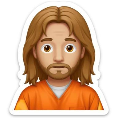 prisoner long haired man in orange clothing sticker
