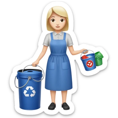 full side body housekeeper put the trash in can sticker