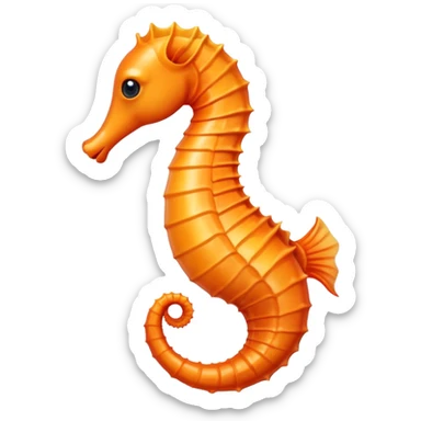 orange seahorse facing left with curled tail sticker