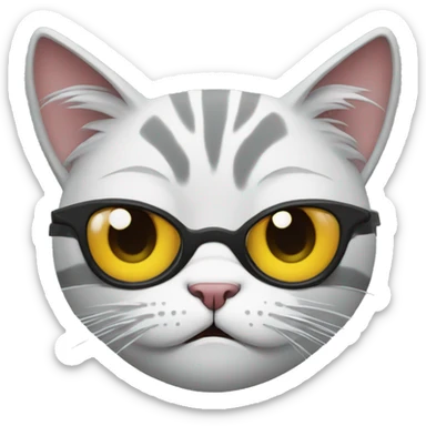angry cat with lenses  sticker