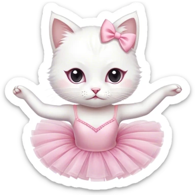 Ballerina white cat sticker