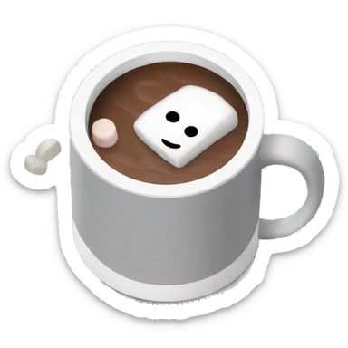 Grey mug with marshmallows and hot chocolate  sticker