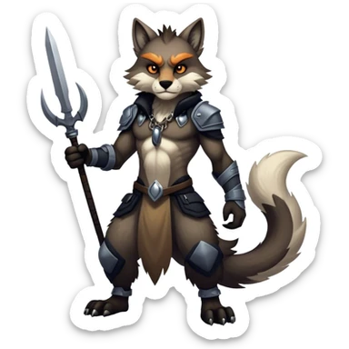  Badass edgy antropomorphic anthro handsome furry animal-creature, full body sticker