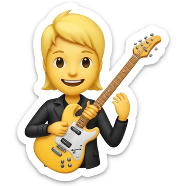 Bana elektronik gitar emojisi yap ama bir tane yüz emojisinin elinde olsun sticker