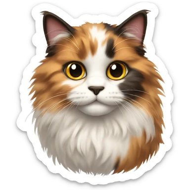 Fluffy calico cat sticker