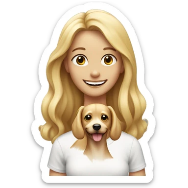 smiling girl with blonde sausage long haired dog sticker