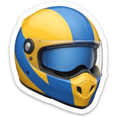 emoji capacete de moto azul (use a cor no HEX/HTML #1440FF) e com detalhes amarelo (use a cor no HEX/HTML #FFA814), com maior predominância no azul  sticker