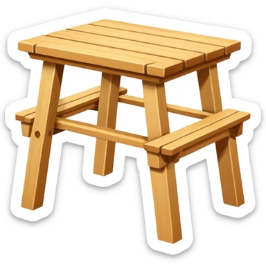 mesa alta color madera natural con bancas altas de color madera natural sticker