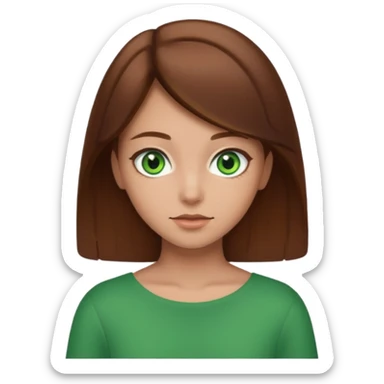Vull una noia amb els cabells marró per les espatlles i ulls verds sticker