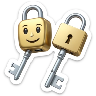 Cartoon walking key and lock  sticker